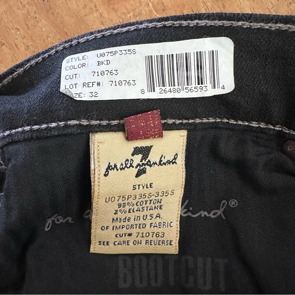 NWT 7 For All Mankind Black Boot Cut Jeans Stretchy • Size: 32x35 - Picture 9 of 12